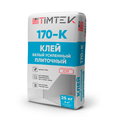 TIMTEK 170-K Клей плиточный белый усиленный, класс С1Т, 25кг 