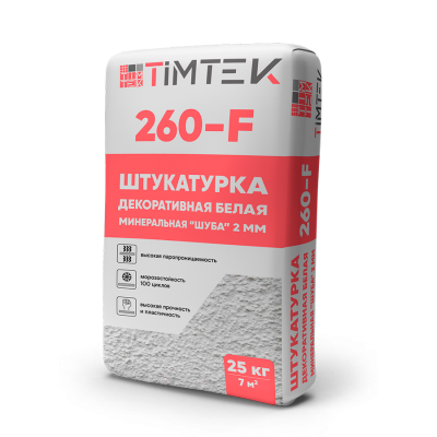 TIMTEK 260-F Штукатурка декоративная белая минеральная «Шуба» 2мм, 25кг 